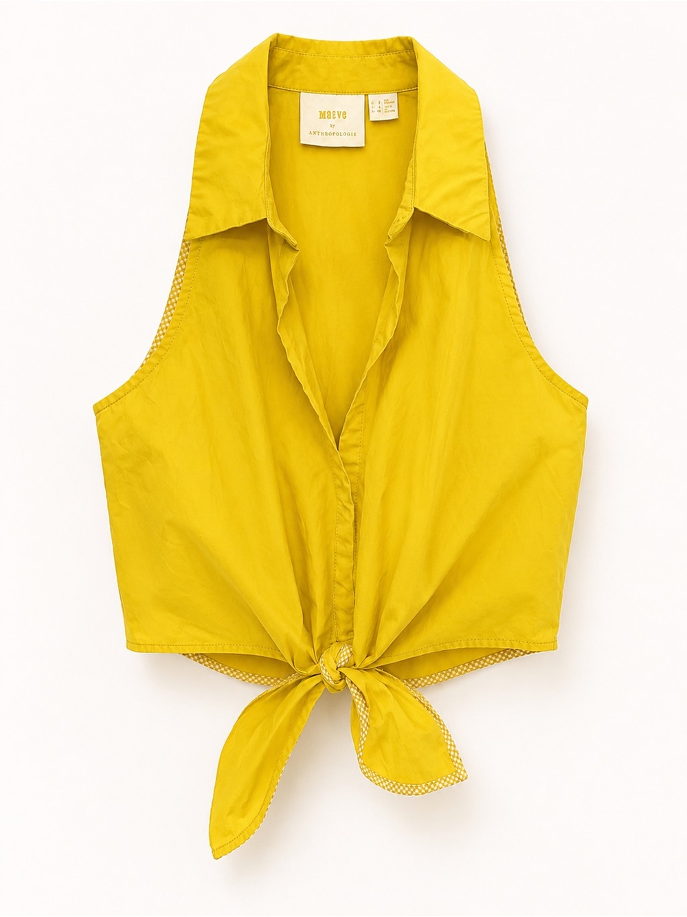 Anthropologie Yellow Tie-Front Crop Shirt